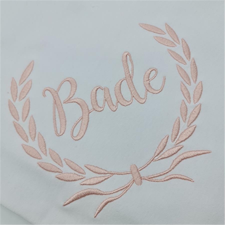 Kişiye Özel Penye Battaniye Laruel Desenli Pudra Pembe