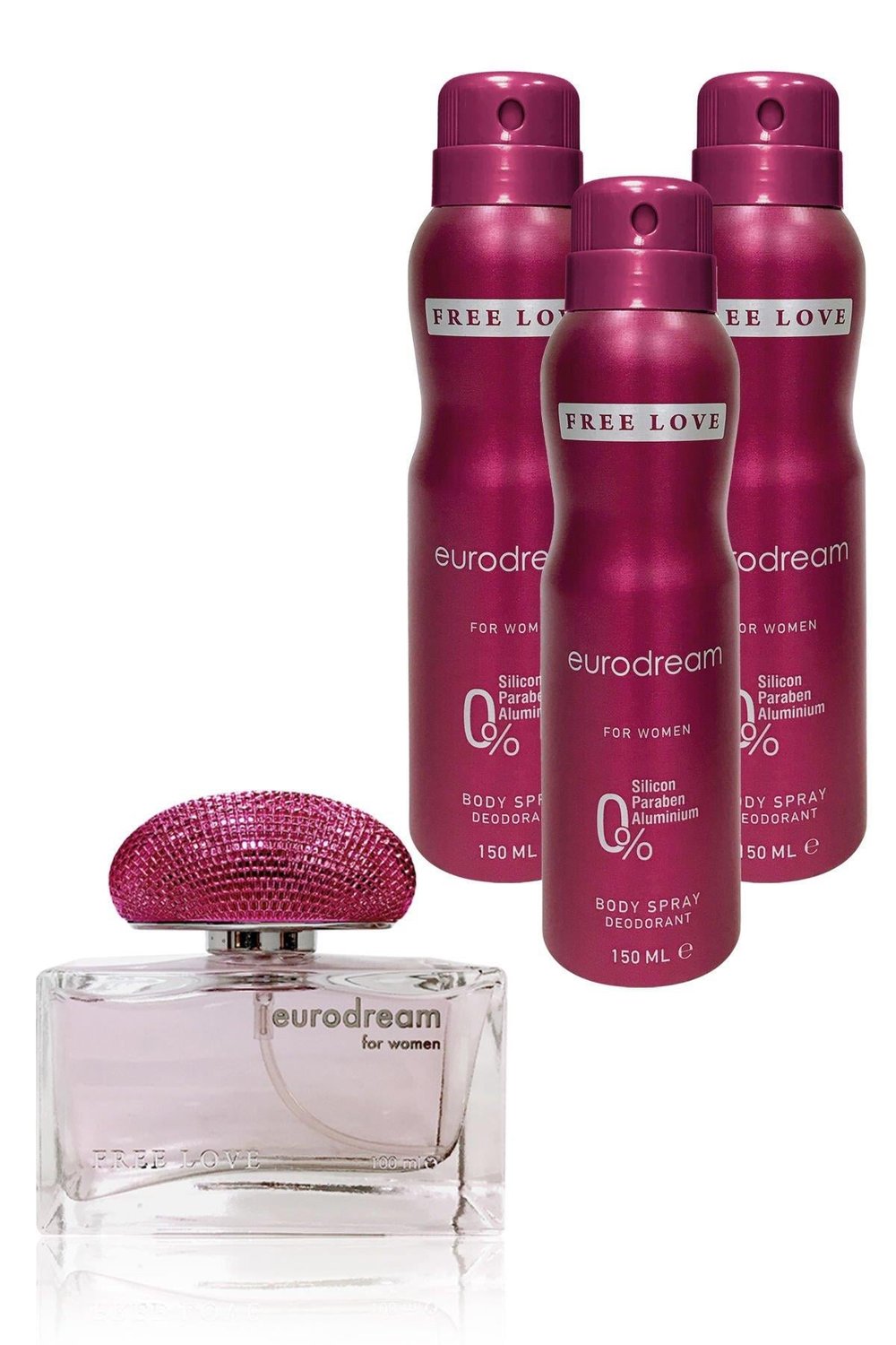 Free Love Eurodream EDP Kadın Parfüm 100 ml ve Deodorant 150 ml 3 Adet