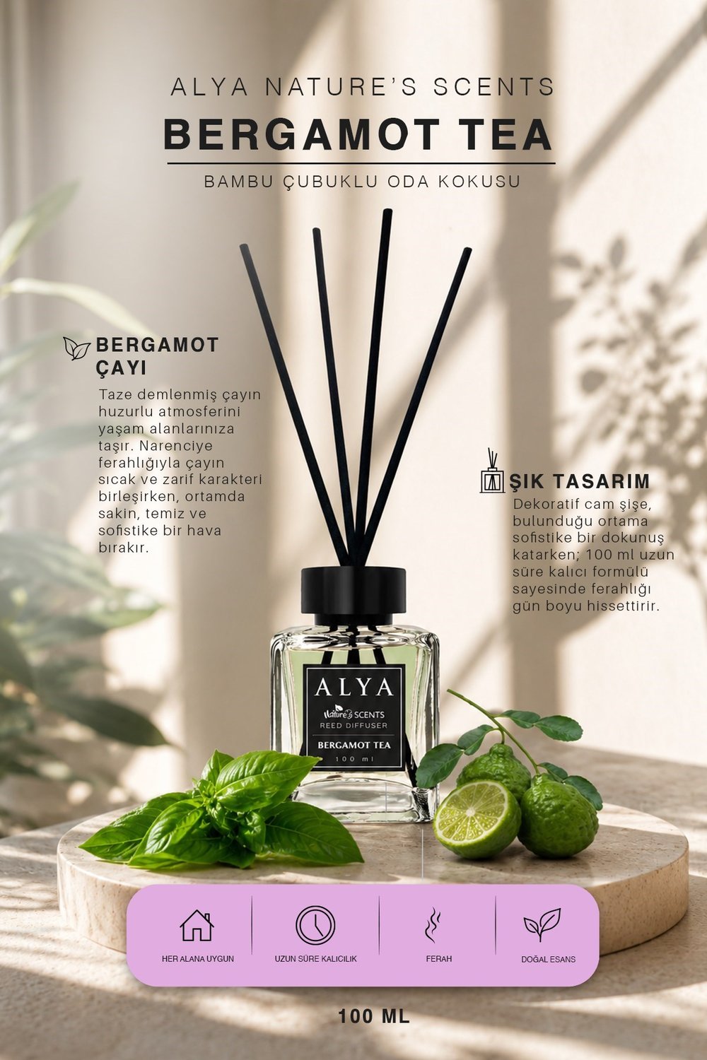 Natures Scents Bergamot Tea Bambu Çubuklu Oda Kokusu-  Bergamotlu Çay Kokusu
