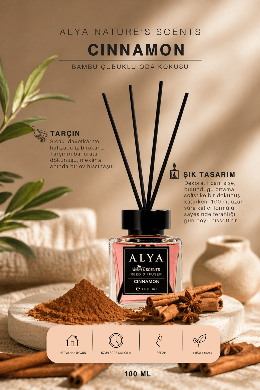 Natures Scents Cinnamon Bambu Çubuklu Oda Kokusu- Tarçın Kokusu