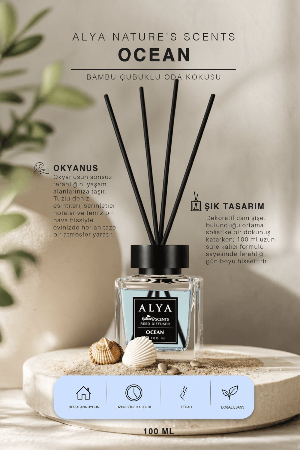 Natures Scents Oceann Bambu Çubuklu Oda Kokusu