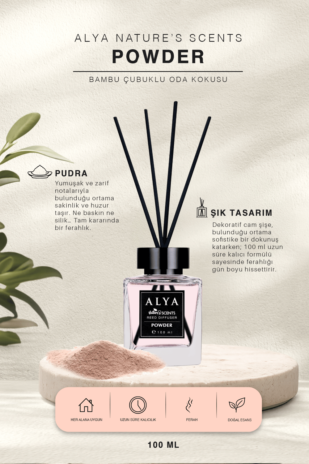 Natures Scents Powder Bambu Çubuklu Oda Kokusu- Pudra Kokusu