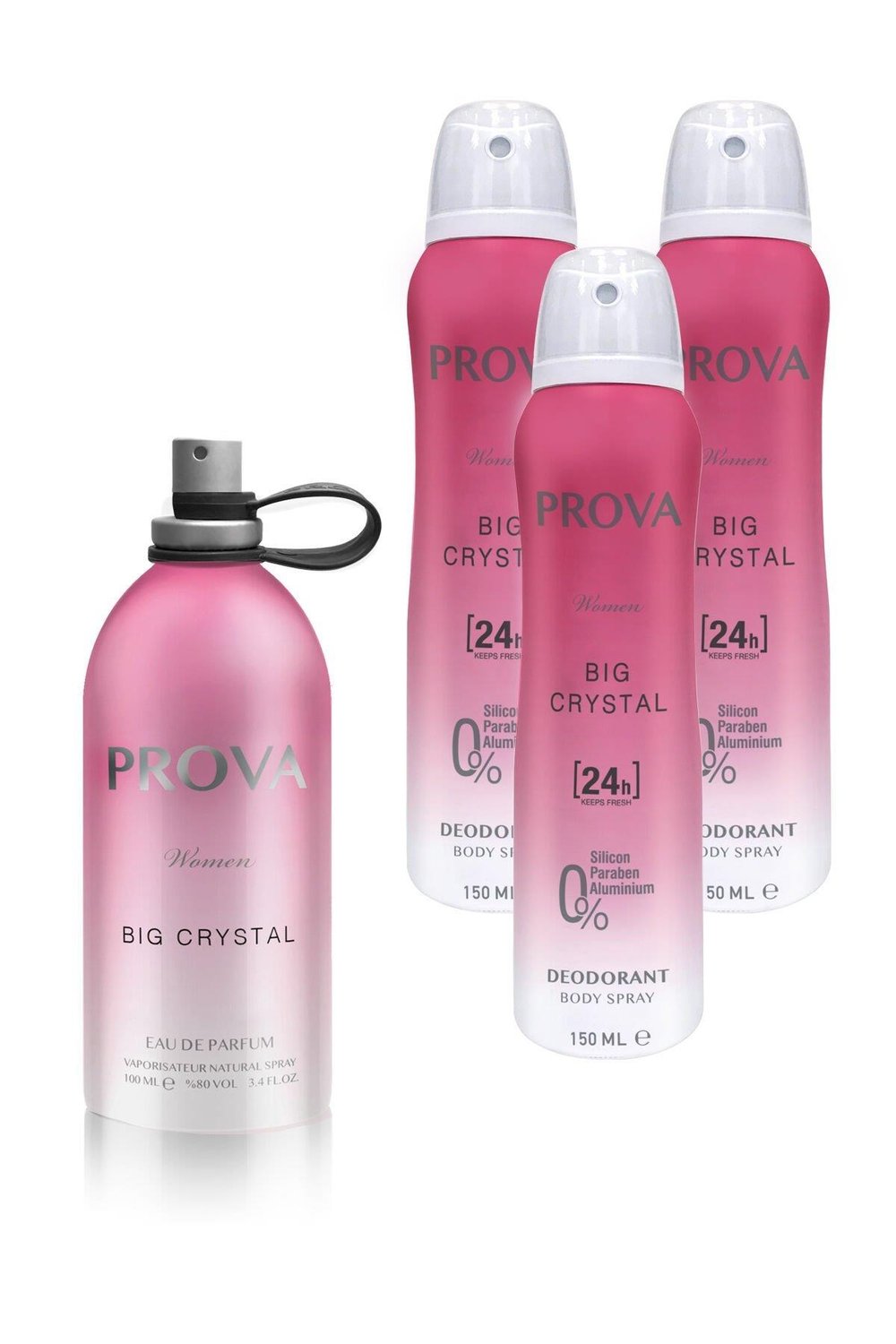 Prova Big Crystal EDP Kadın Parfüm 120 ml ve Deodorant 150 ml 3 Adet