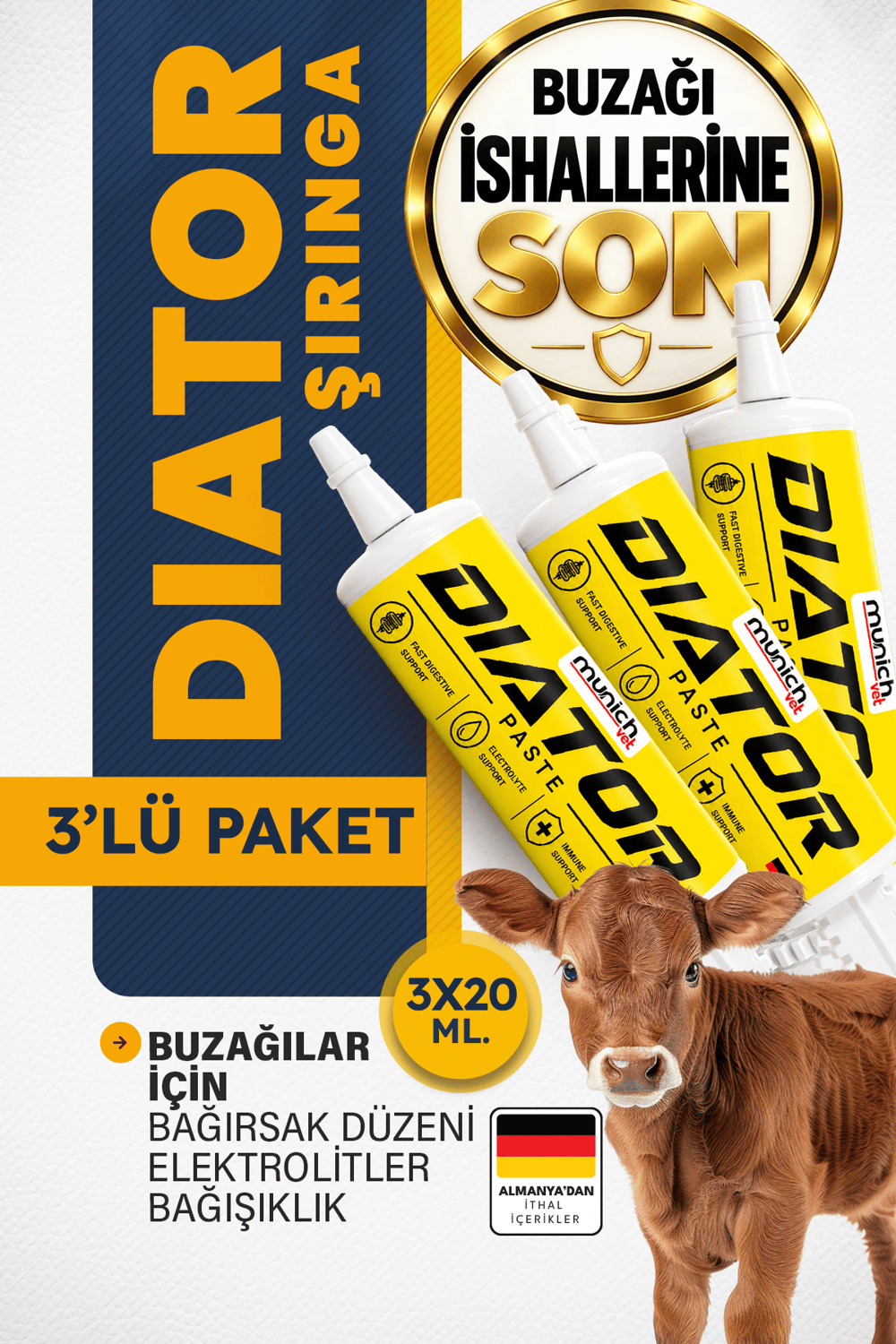 Munich Vet Diator Buzağı İshal  Şırıngası 3 adet