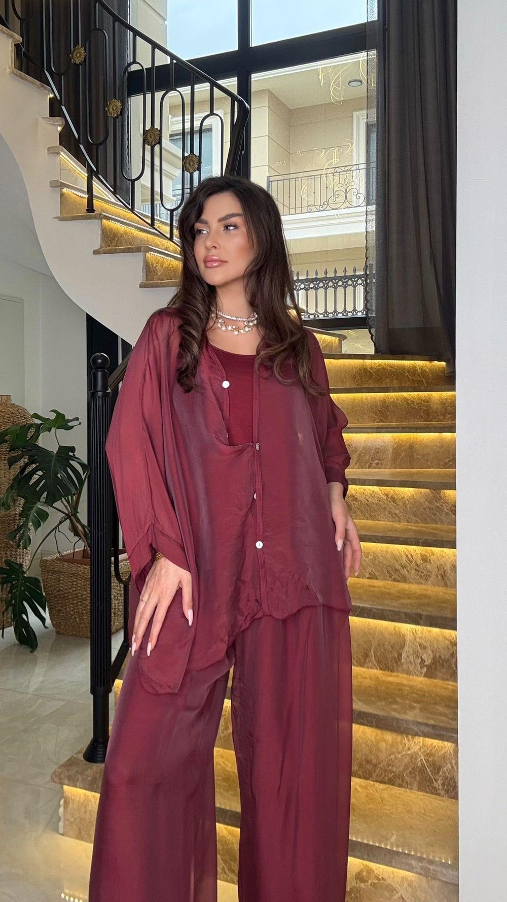 Düz Desen İpek Takım 04 Bordo Std