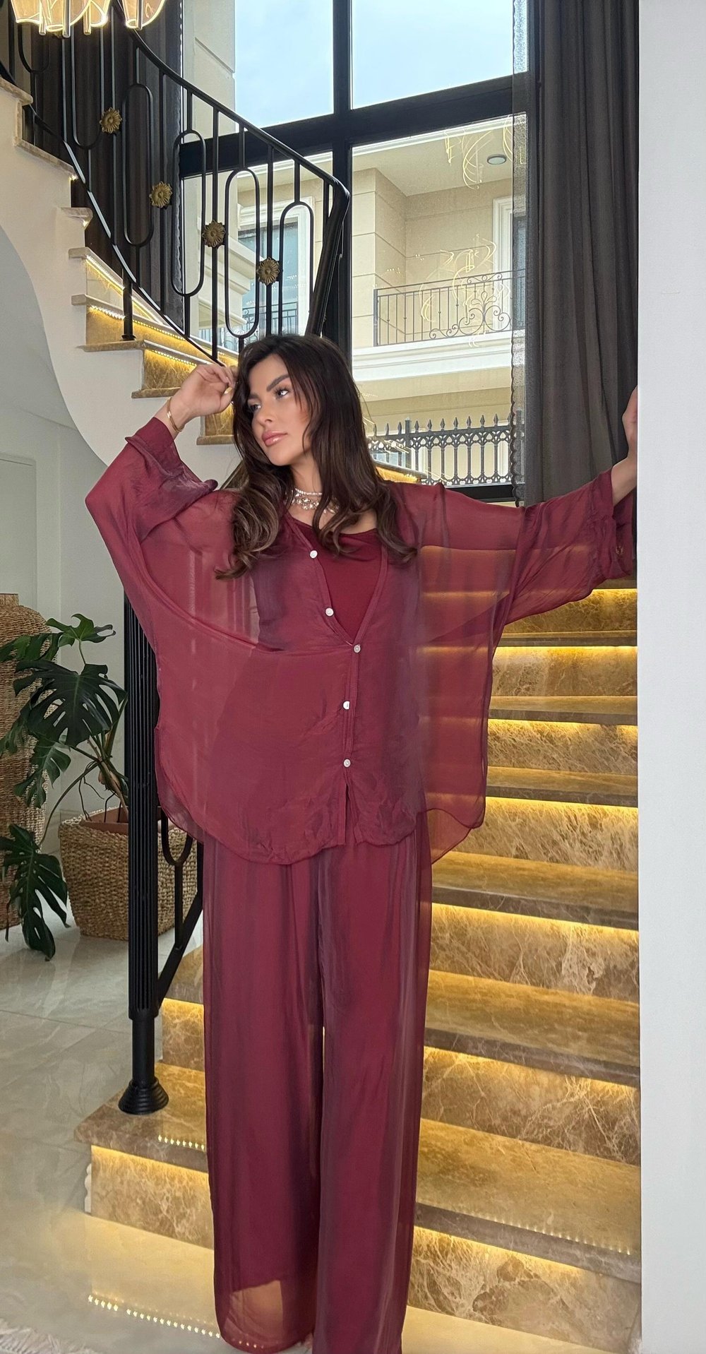 Düz Desen İpek Takım 04 Bordo Std