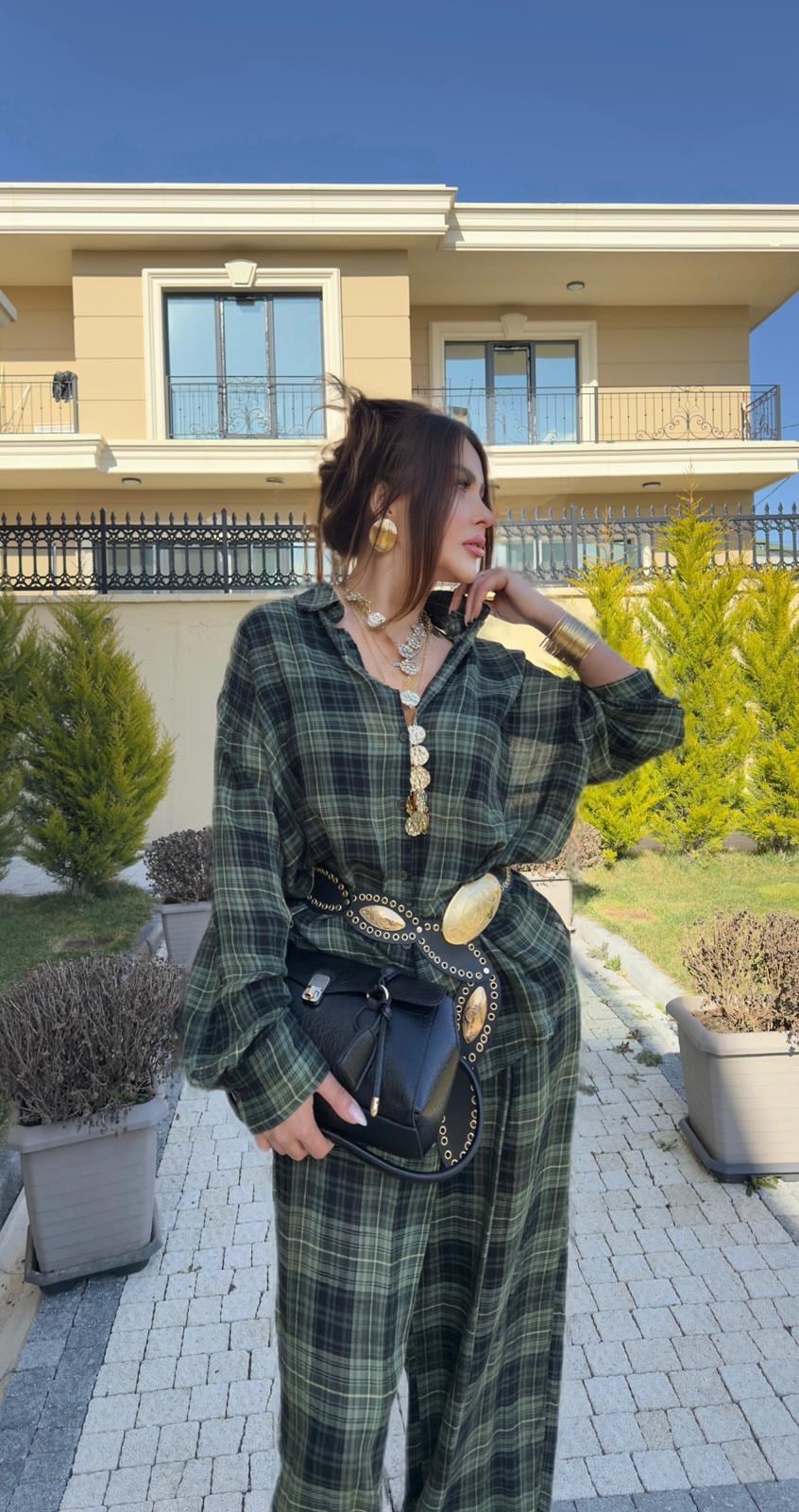 Ekoseli İpek Takım