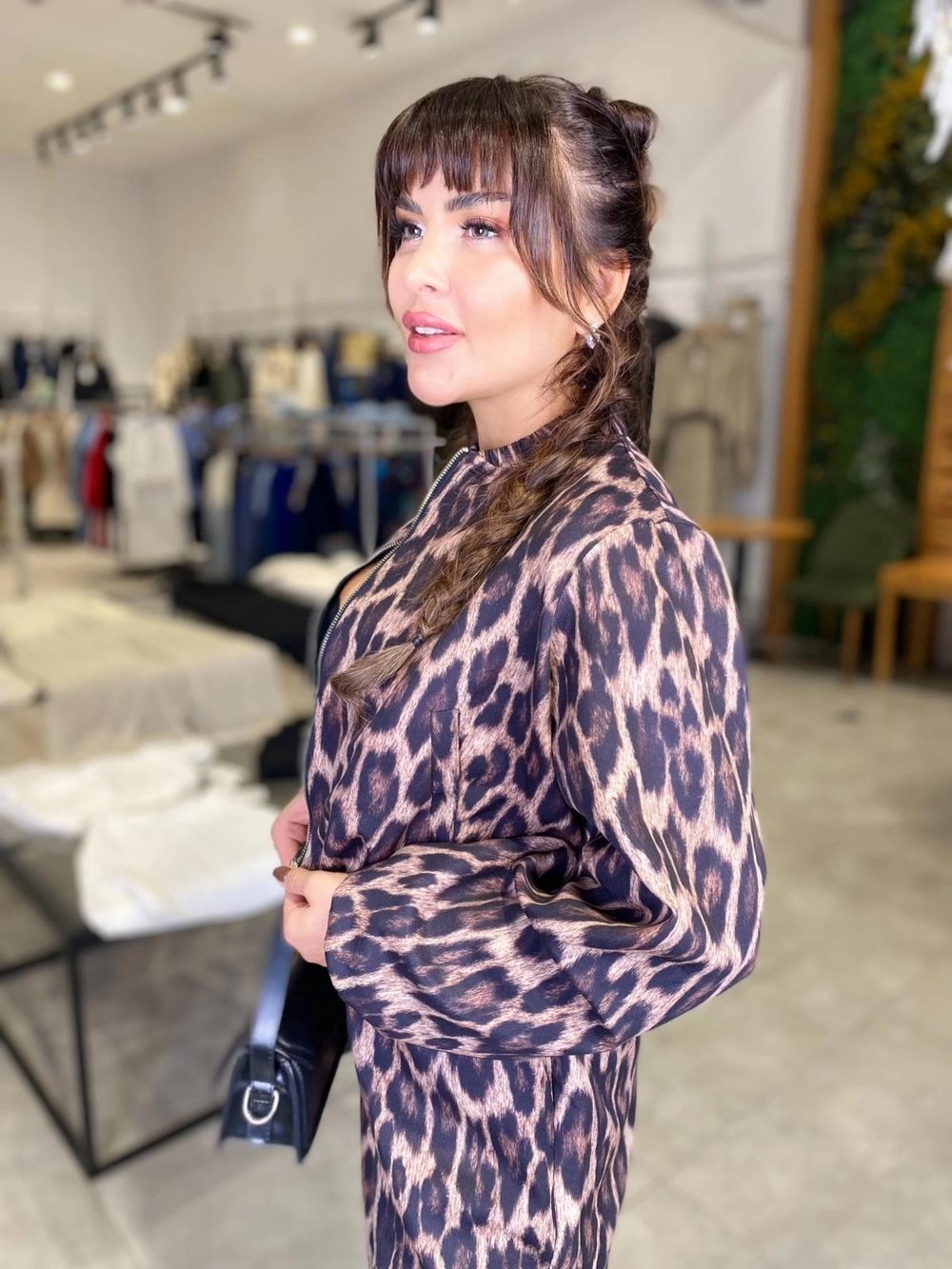Leopar Desenli Bomber Ceket