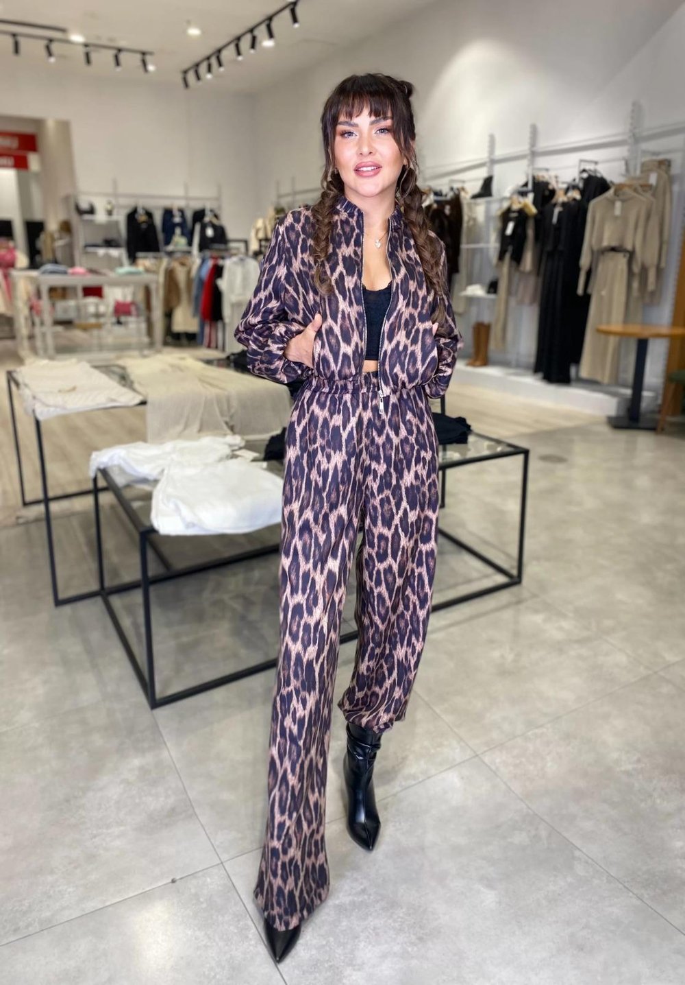 Leopar Desenli Bomber Ceket