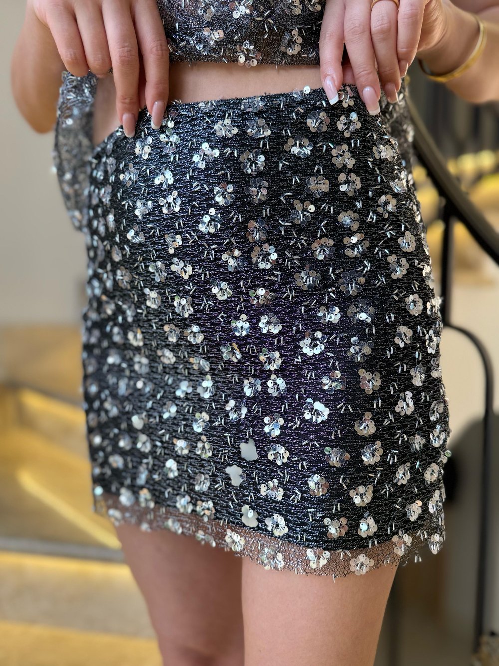 Taşlı Mini Etek 01