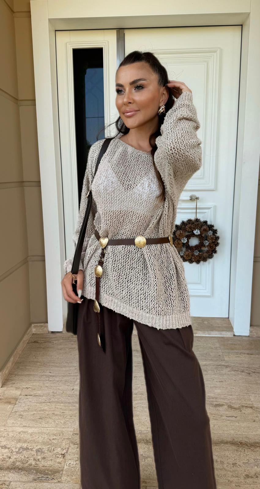 Triko Bluz Taş Rengi Std
