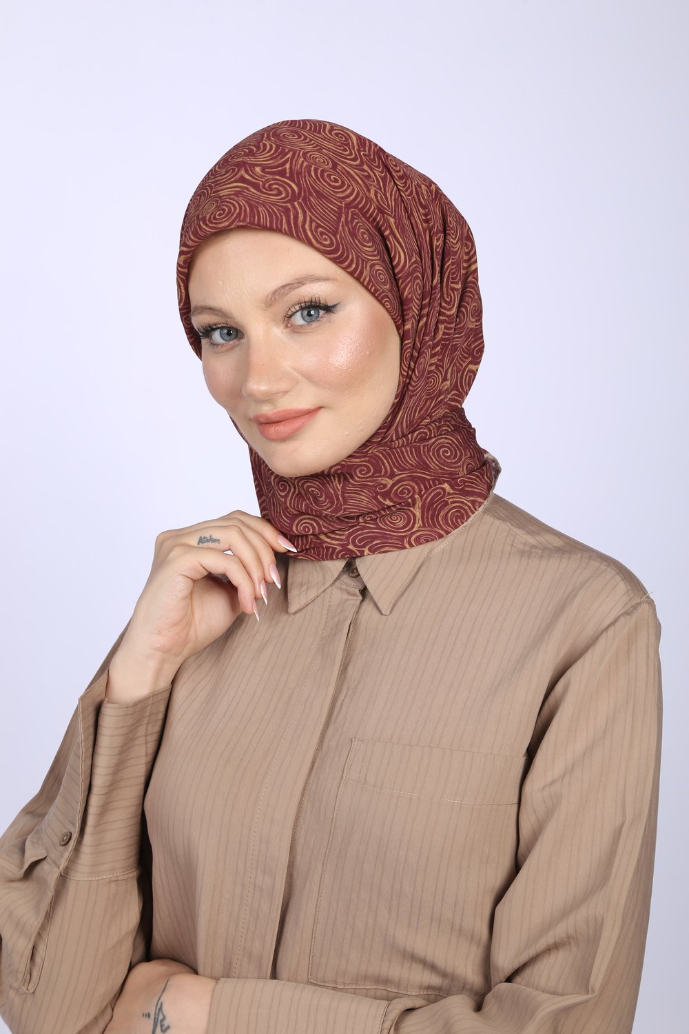 AKİS DESEN EŞARP-BORDO