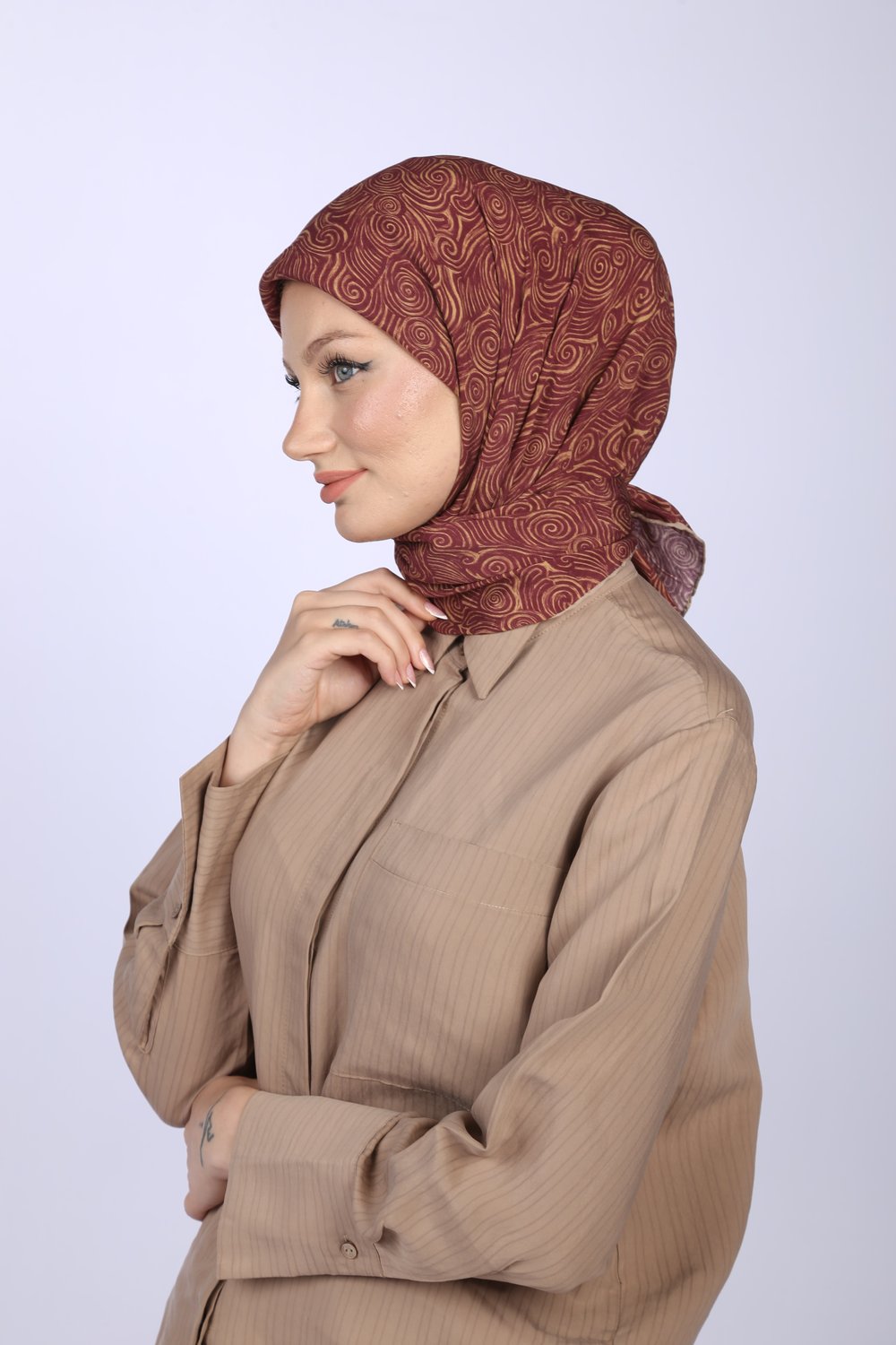 AKİS DESEN EŞARP-BORDO