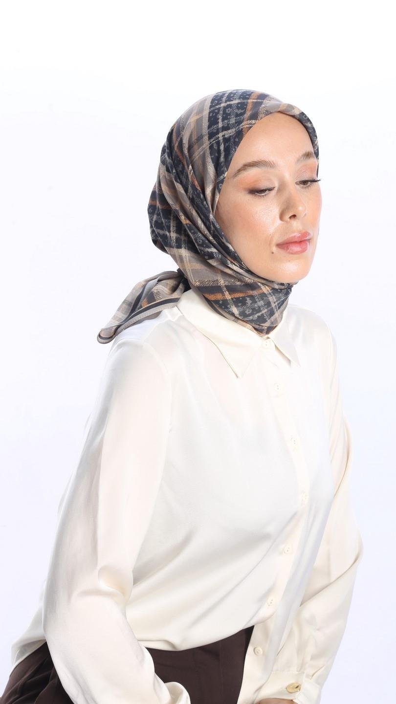 AMORA DESEN EŞARP SİYAH-1