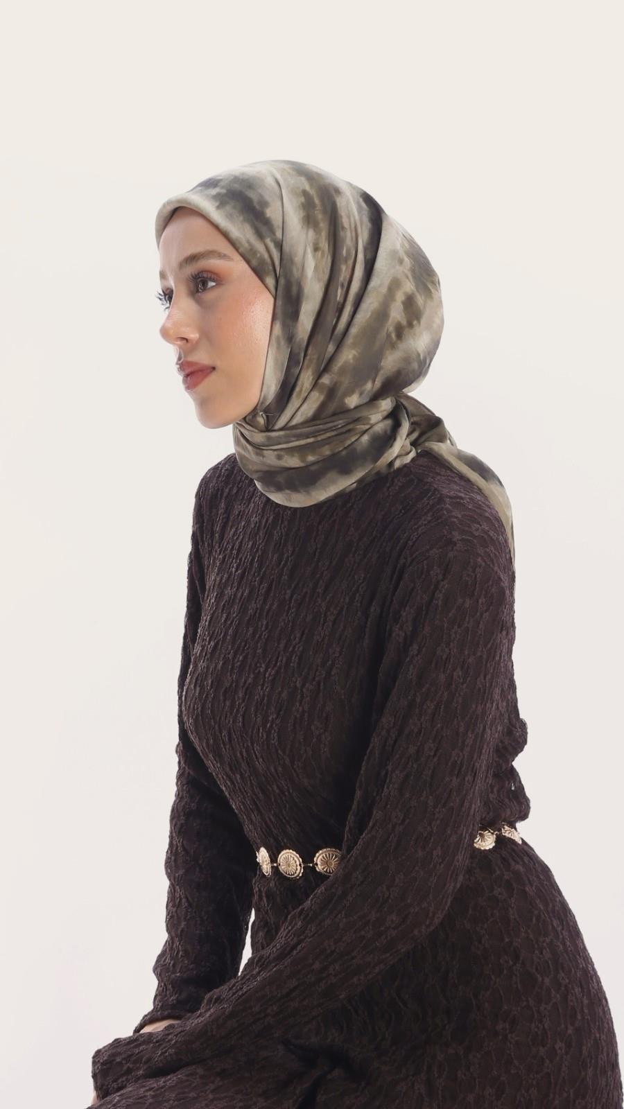 ARMONİ DESEN EŞARP ZEYTİN YEŞİLİ-3
