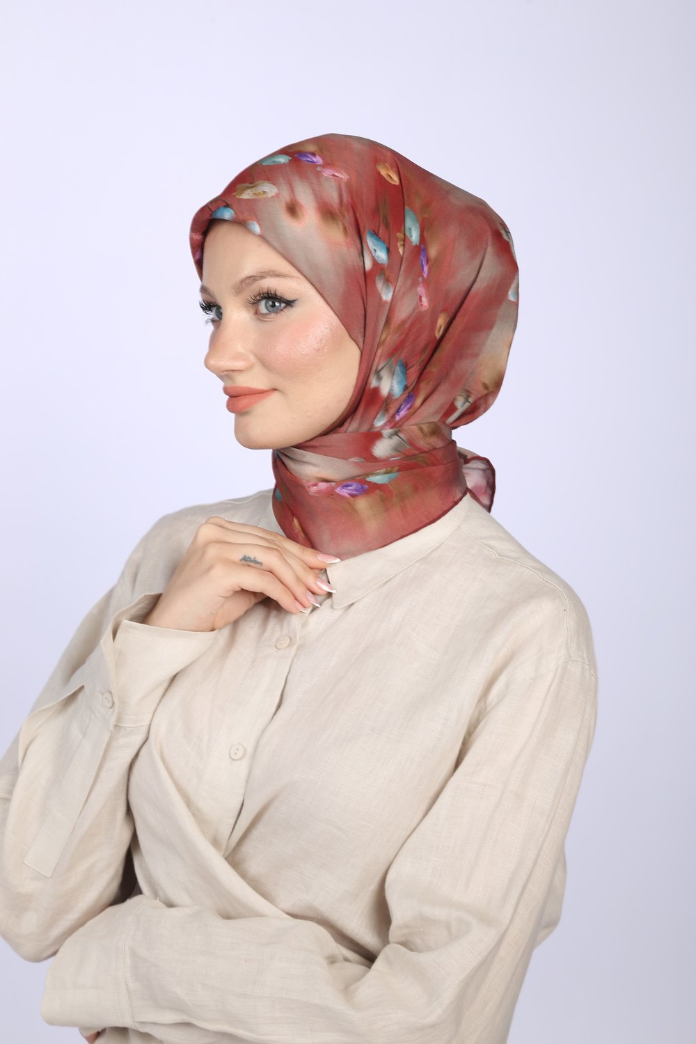 Aura Desen Eşarp Kiremit