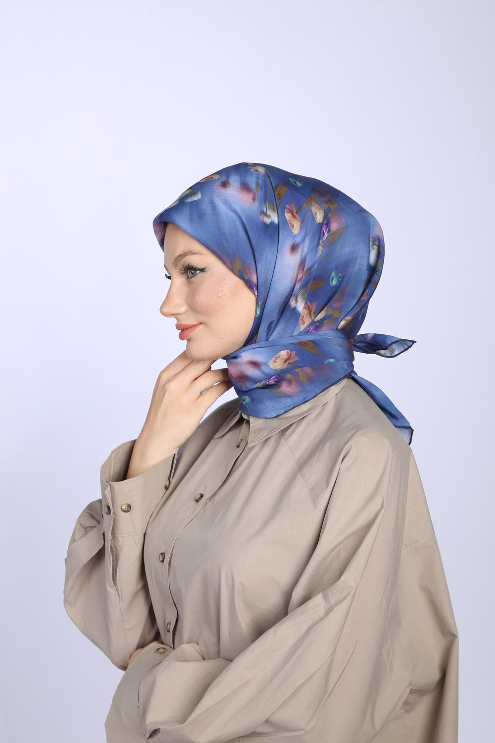 Aura Desen Eşarp Saks 