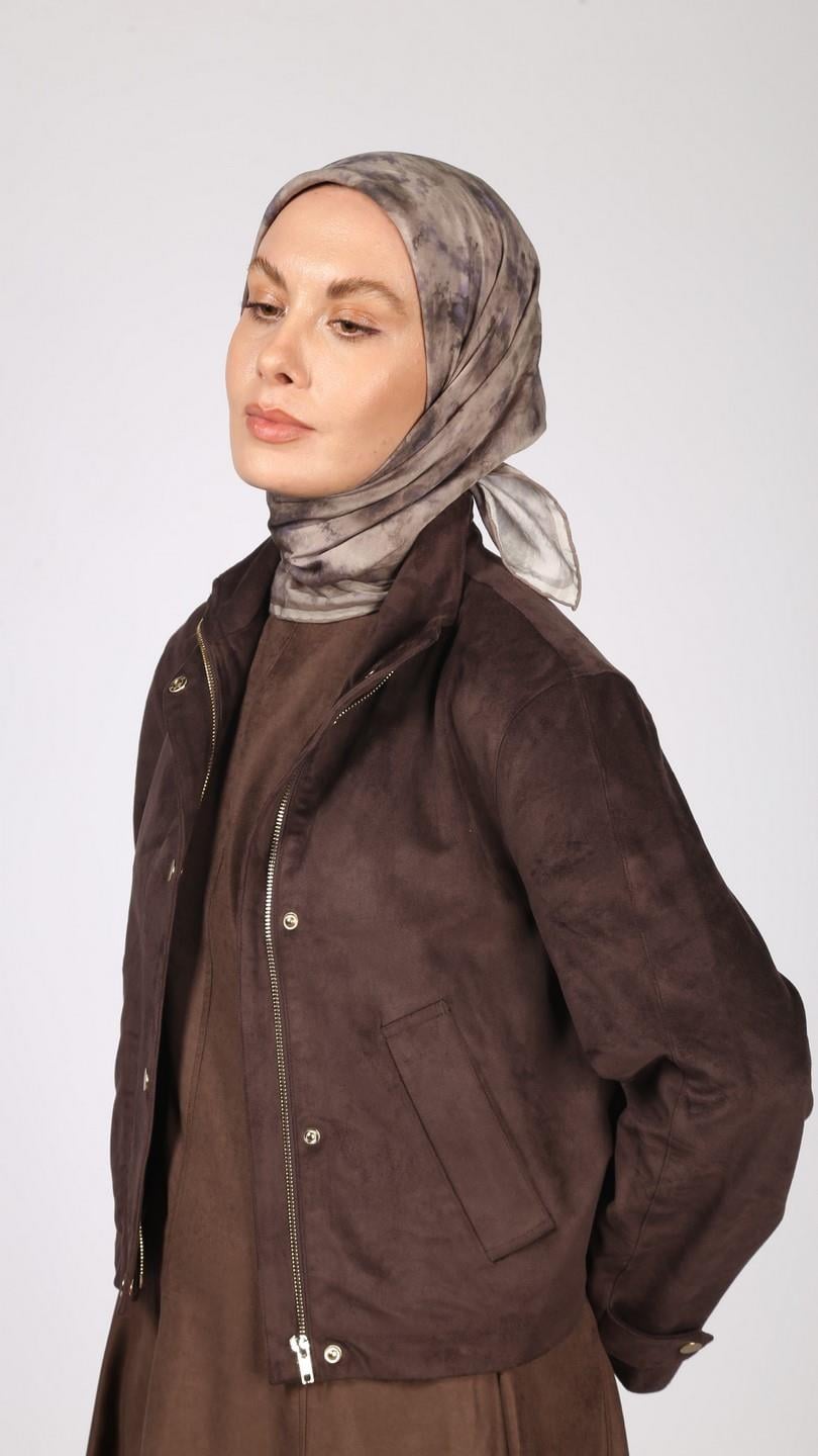 BATİK DESEN EŞARP VİZON
