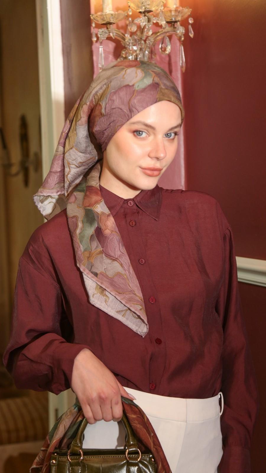BELLA DESEN EŞARP PEMBE-5
