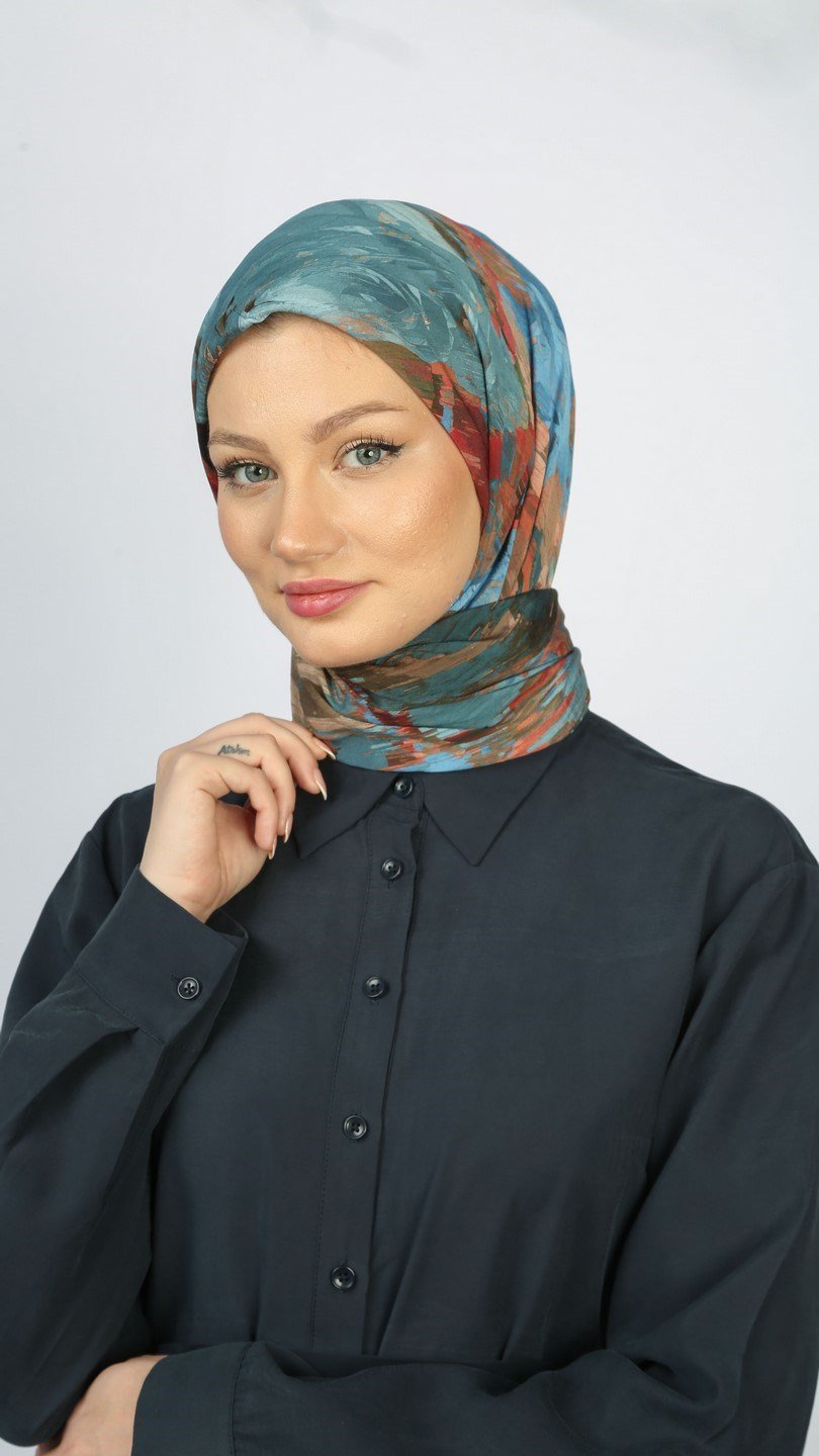 BLOOM ECHO DESEN EŞARP MAVİ