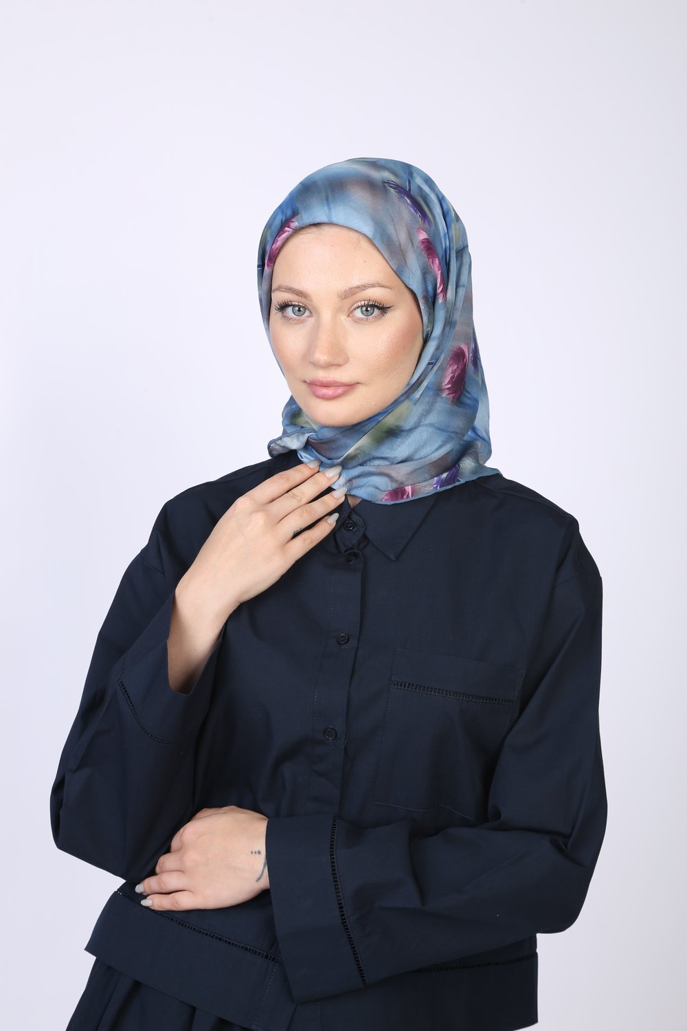 DOHA DESEN EŞARP MAVİ