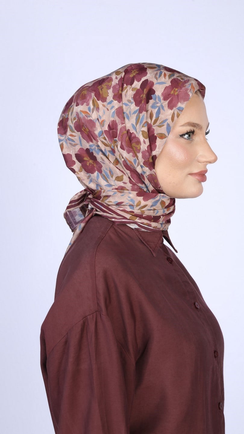 DUSTY ROSE DESEN EŞARP BORDO