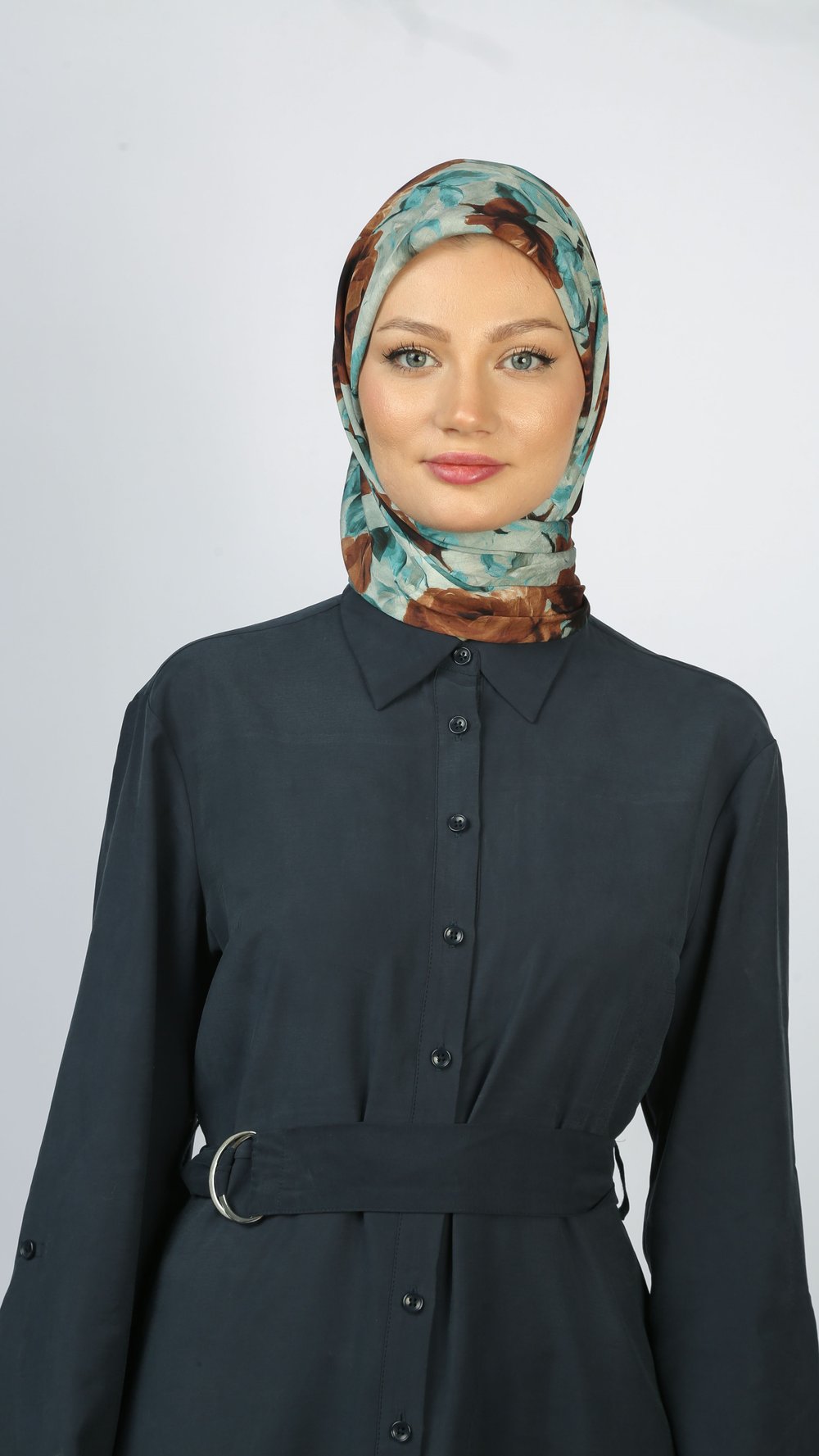 EARTHY FLORAL EŞARP MAVİ