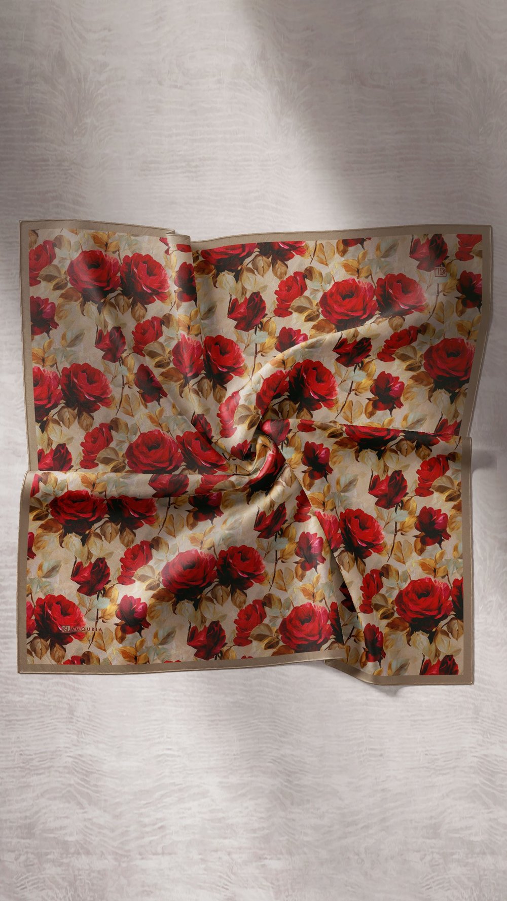 EARTHY FLORAL EŞARP VİZON