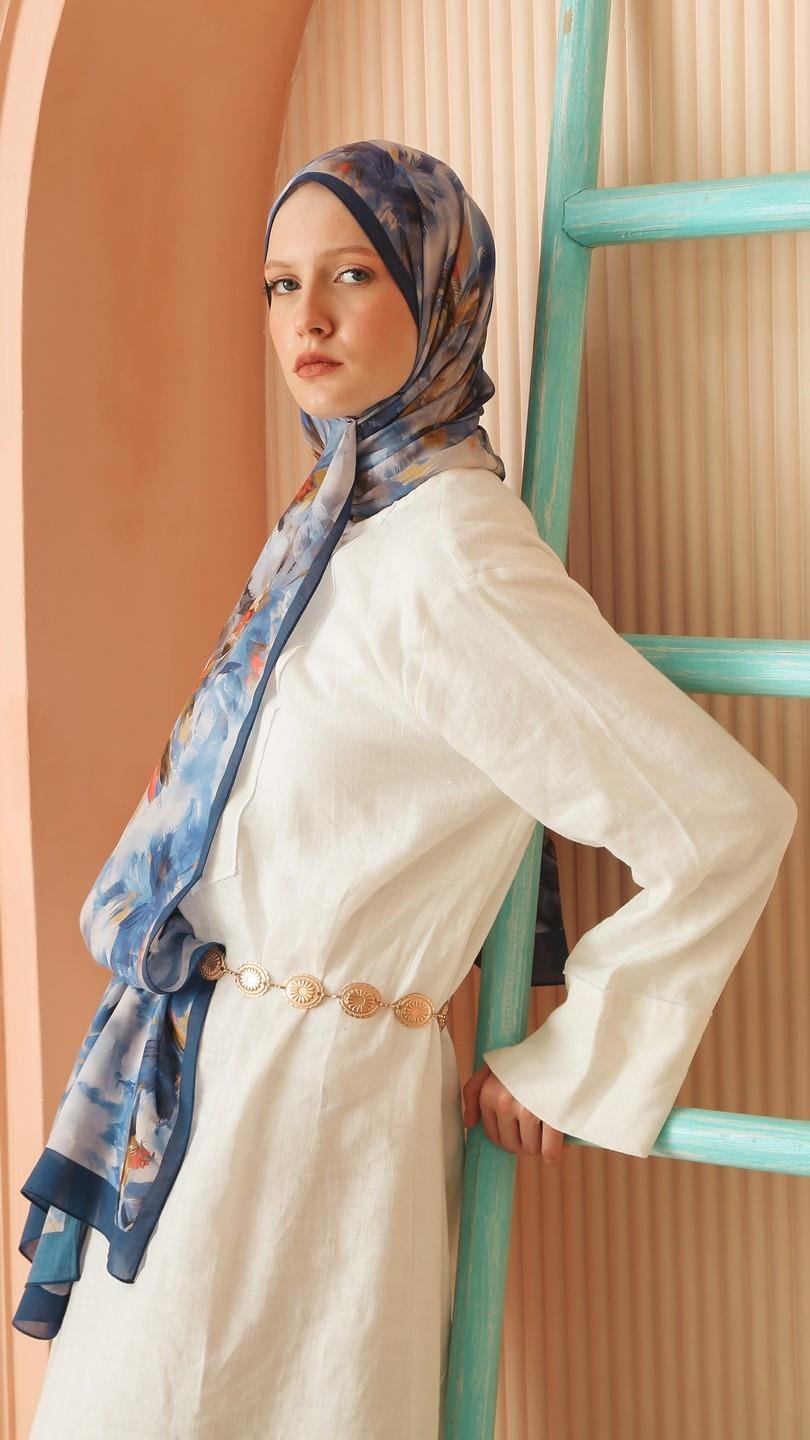 ELANOR DESEN ŞAL LACİVERT-6