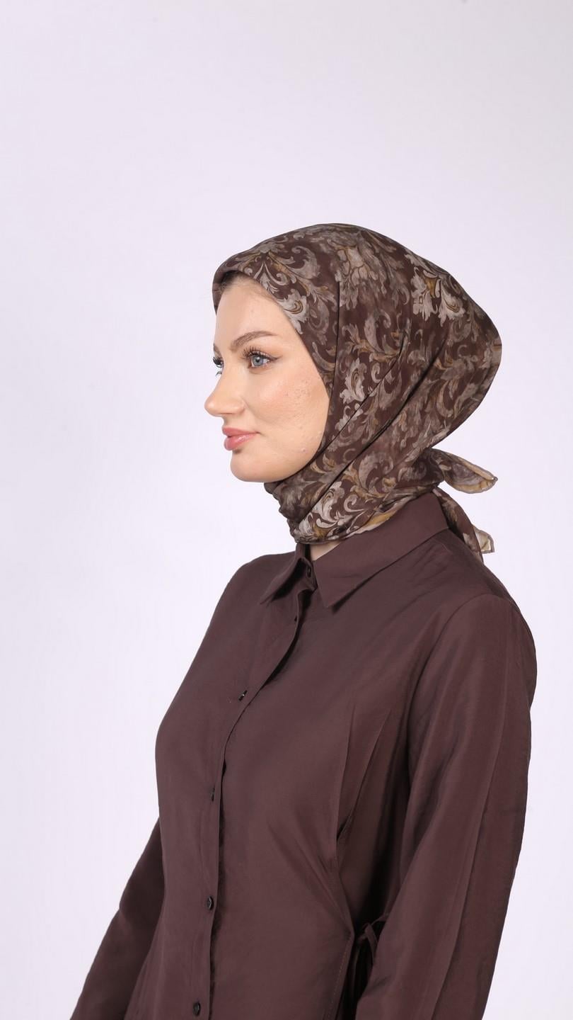 ELEGANT DESEN EŞARP KAHVE
