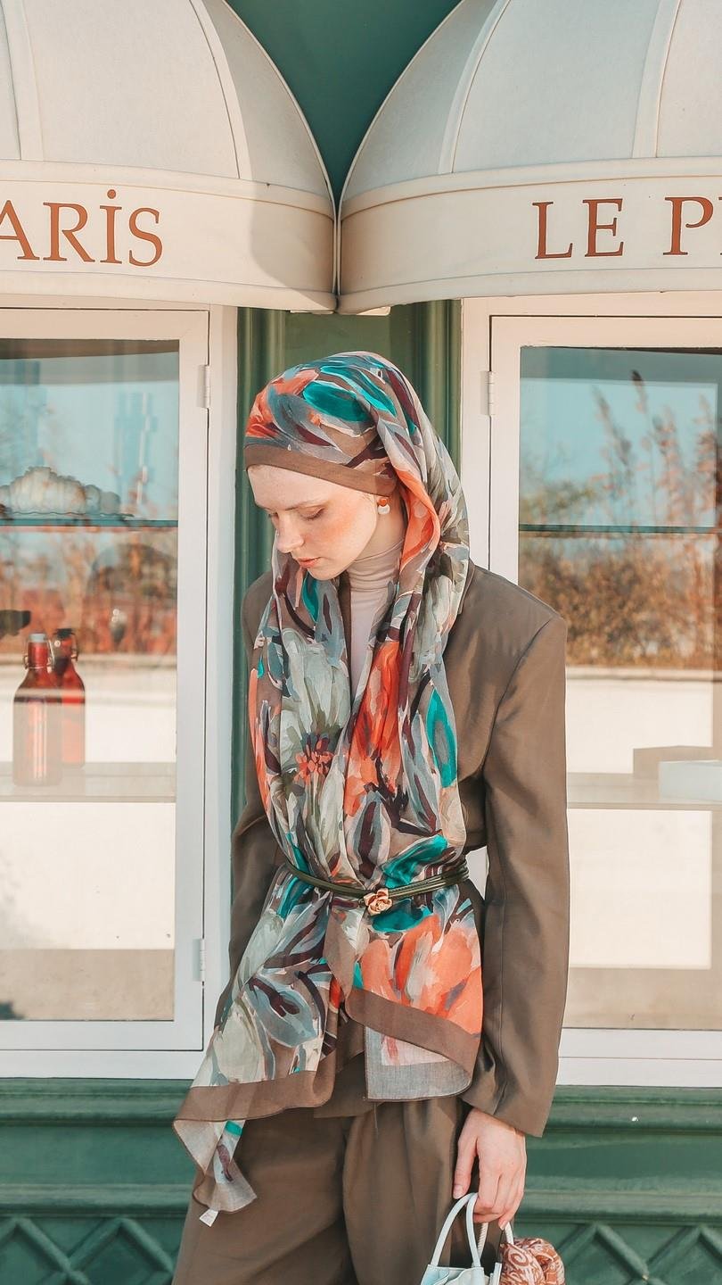 ELORİA DESEN ŞAL KAHVE-10