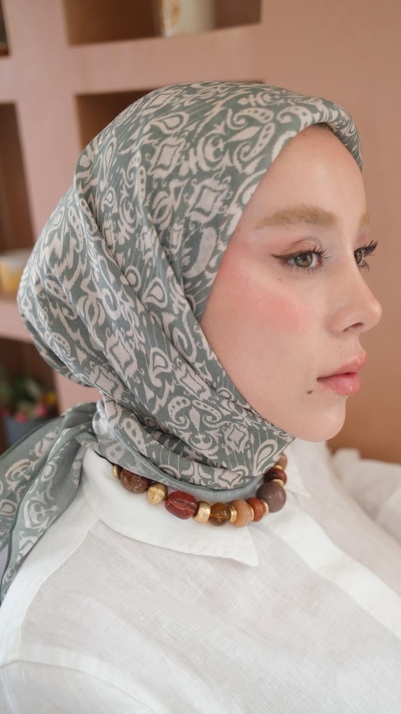 ELOURA DESEN EŞARP HAKİ YEŞİL-5