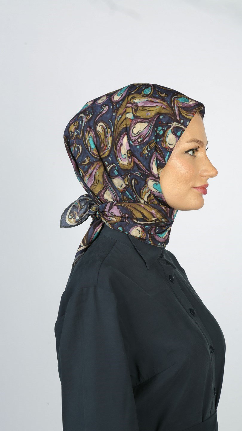 ETHNİC ELEGANCE DESEN EŞARP LACİVERT