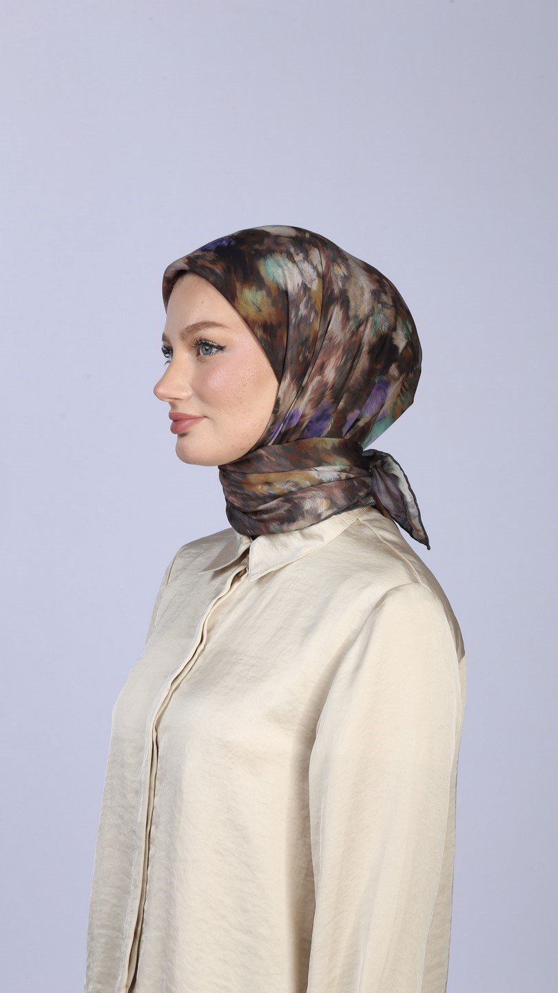 FEATHER MİST DESEN EŞARP ACI KAHVE