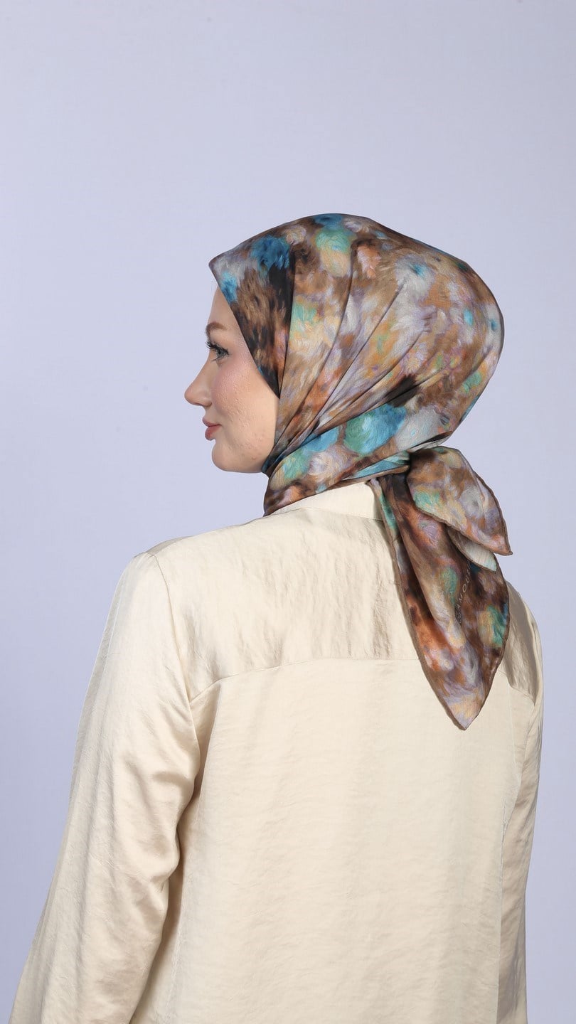 FEATHER MİST DESEN EŞARP KAHVE