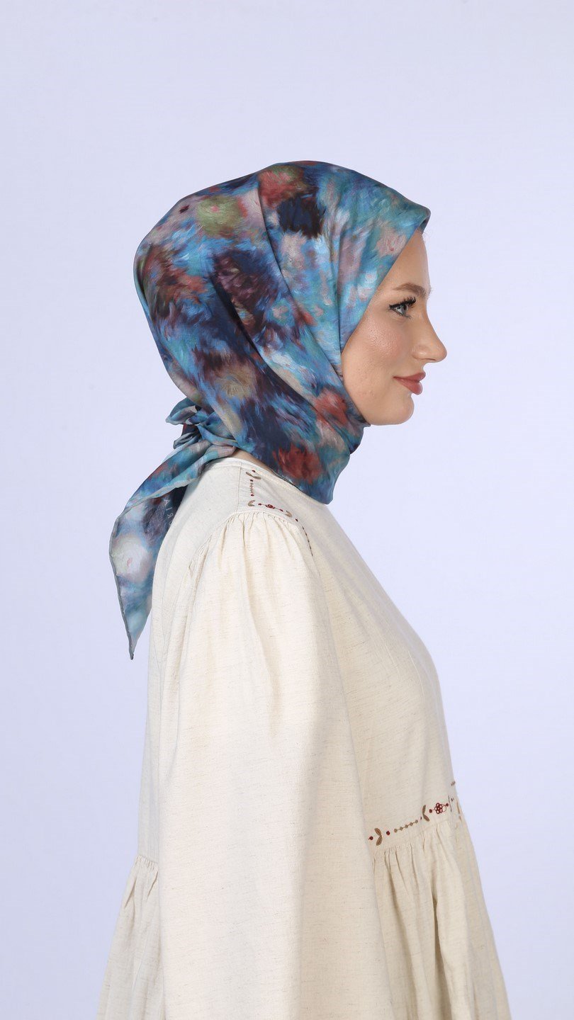 FEATHER MİST DESEN EŞARP LACİVERT