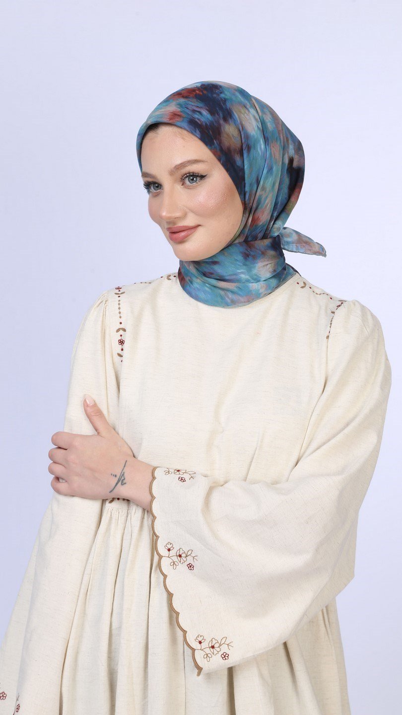 FEATHER MİST DESEN EŞARP LACİVERT