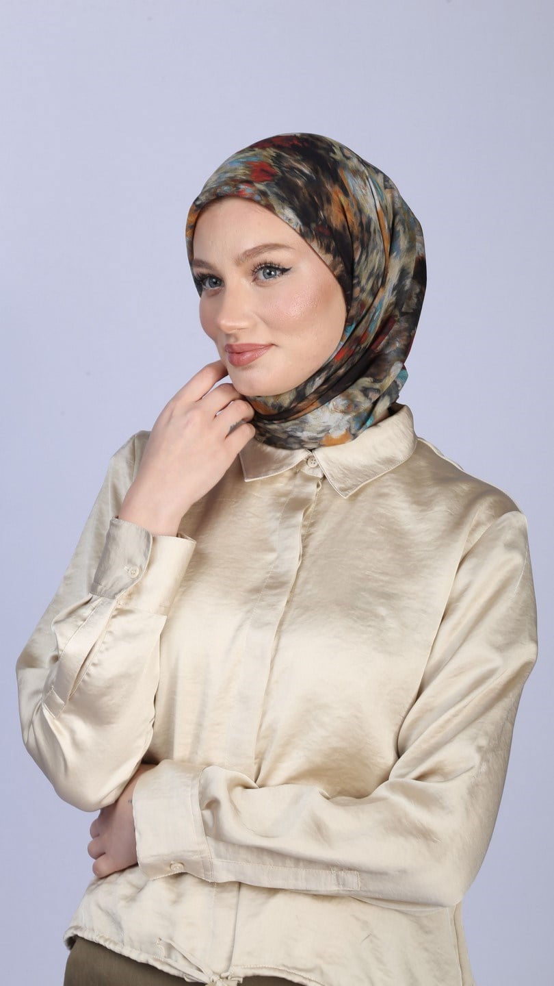 FEATHER MİST DESEN EŞARP SİYAH