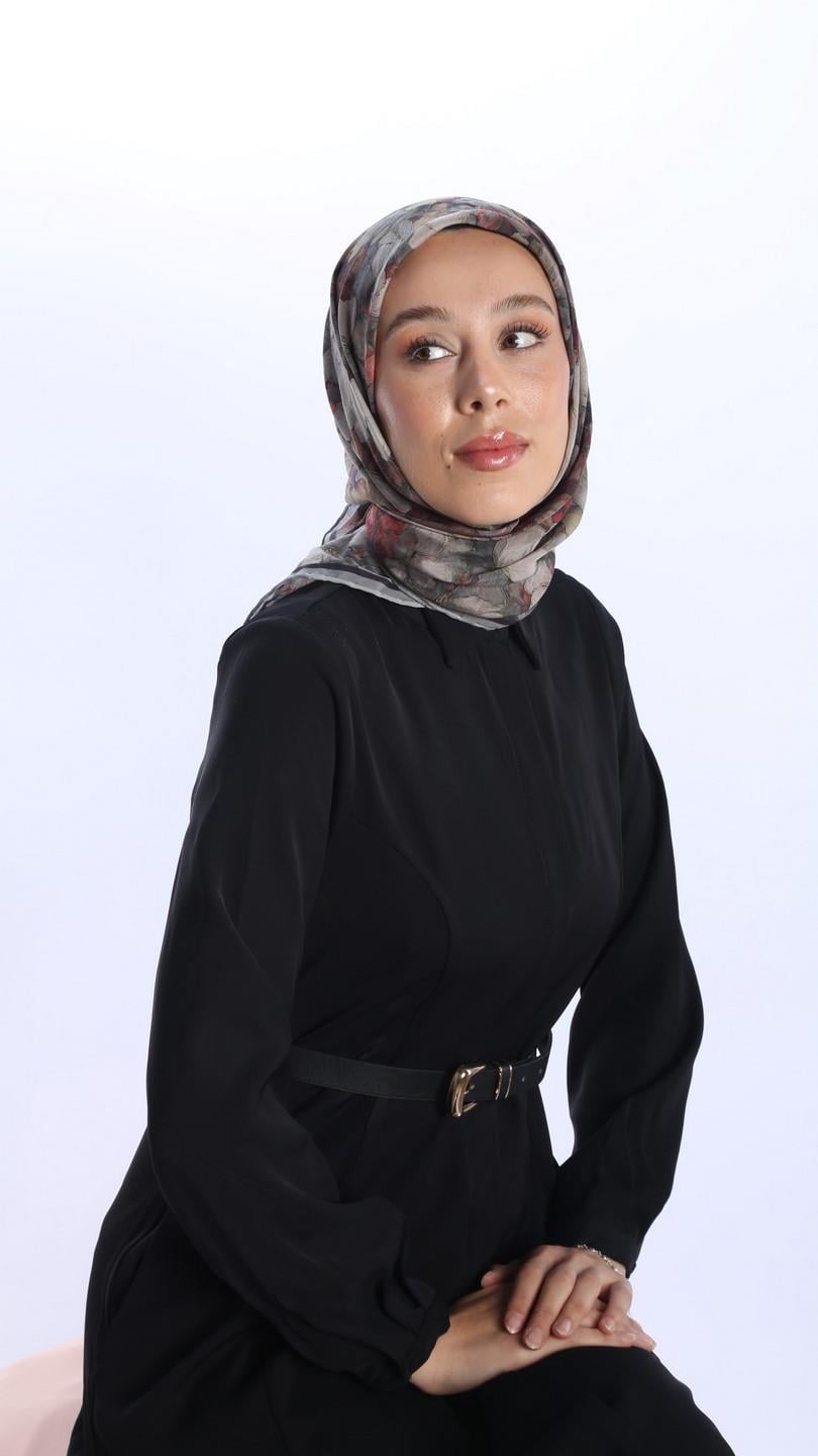 FİORA DESEN EŞARP GRİ-4