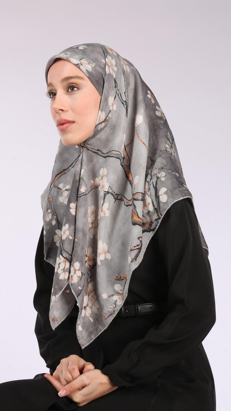 FİORELA DESEN EŞARP GRİ-10