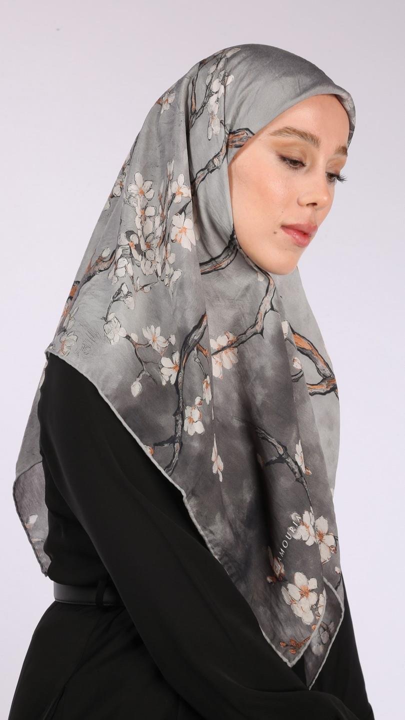 FİORELA DESEN EŞARP GRİ-10