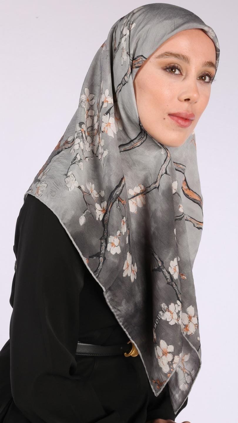 FİORELA DESEN EŞARP GRİ-10