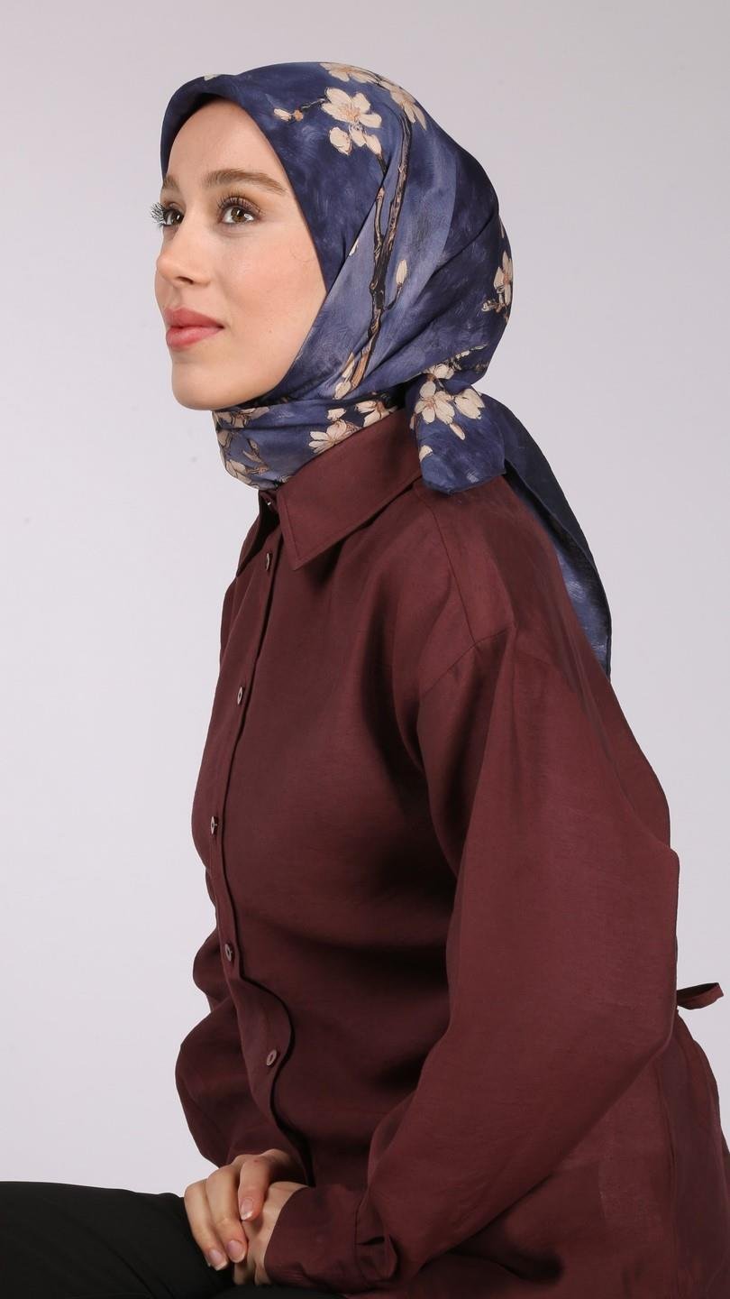 FİORELA DESEN EŞARP LACİVERT-8