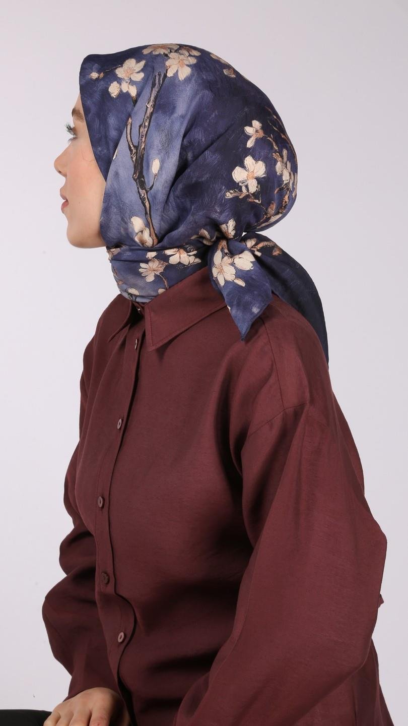 FİORELA DESEN EŞARP LACİVERT-8