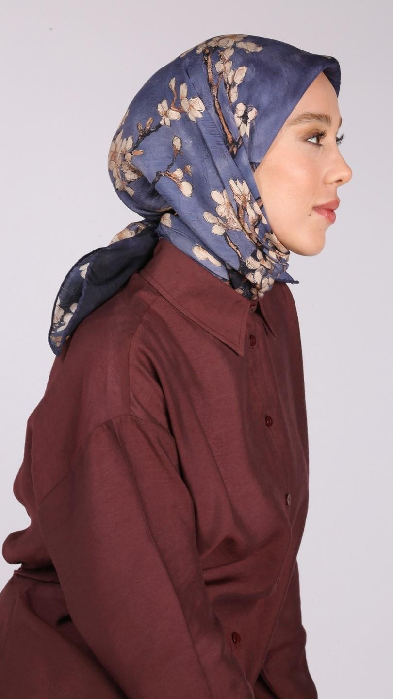 FİORELA DESEN EŞARP LACİVERT-8
