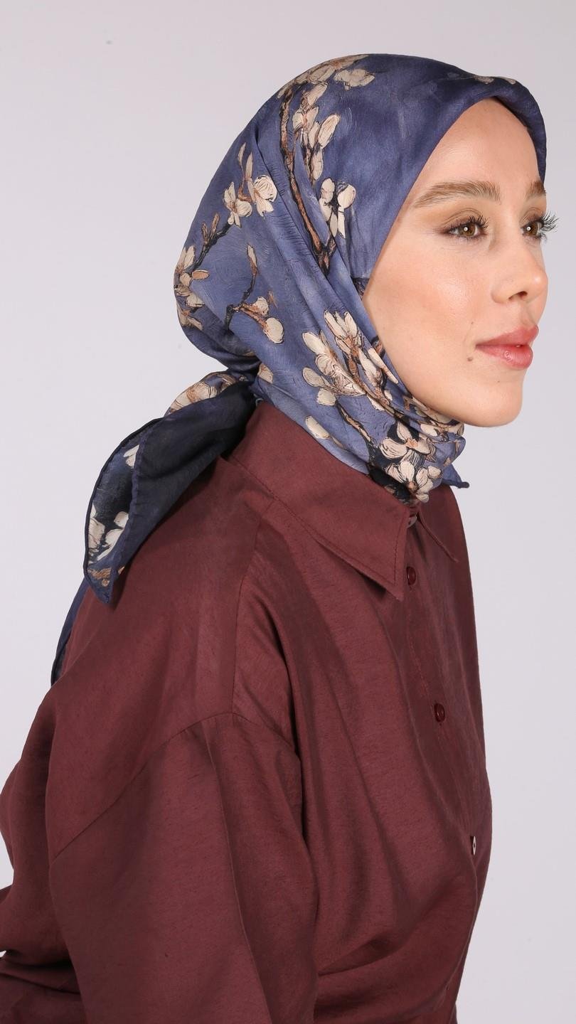 FİORELA DESEN EŞARP LACİVERT-8