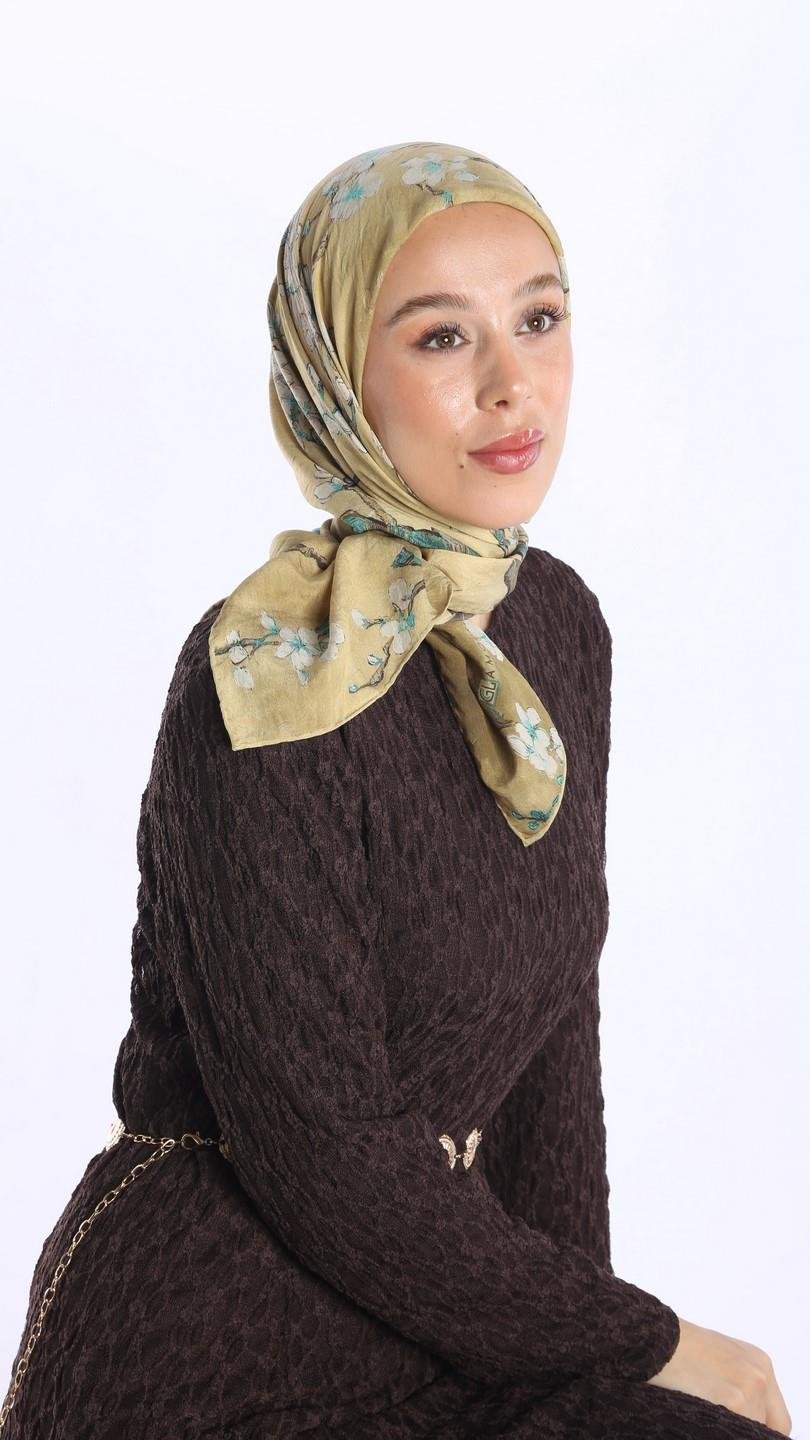 FİORELA DESEN EŞARP SARI-7