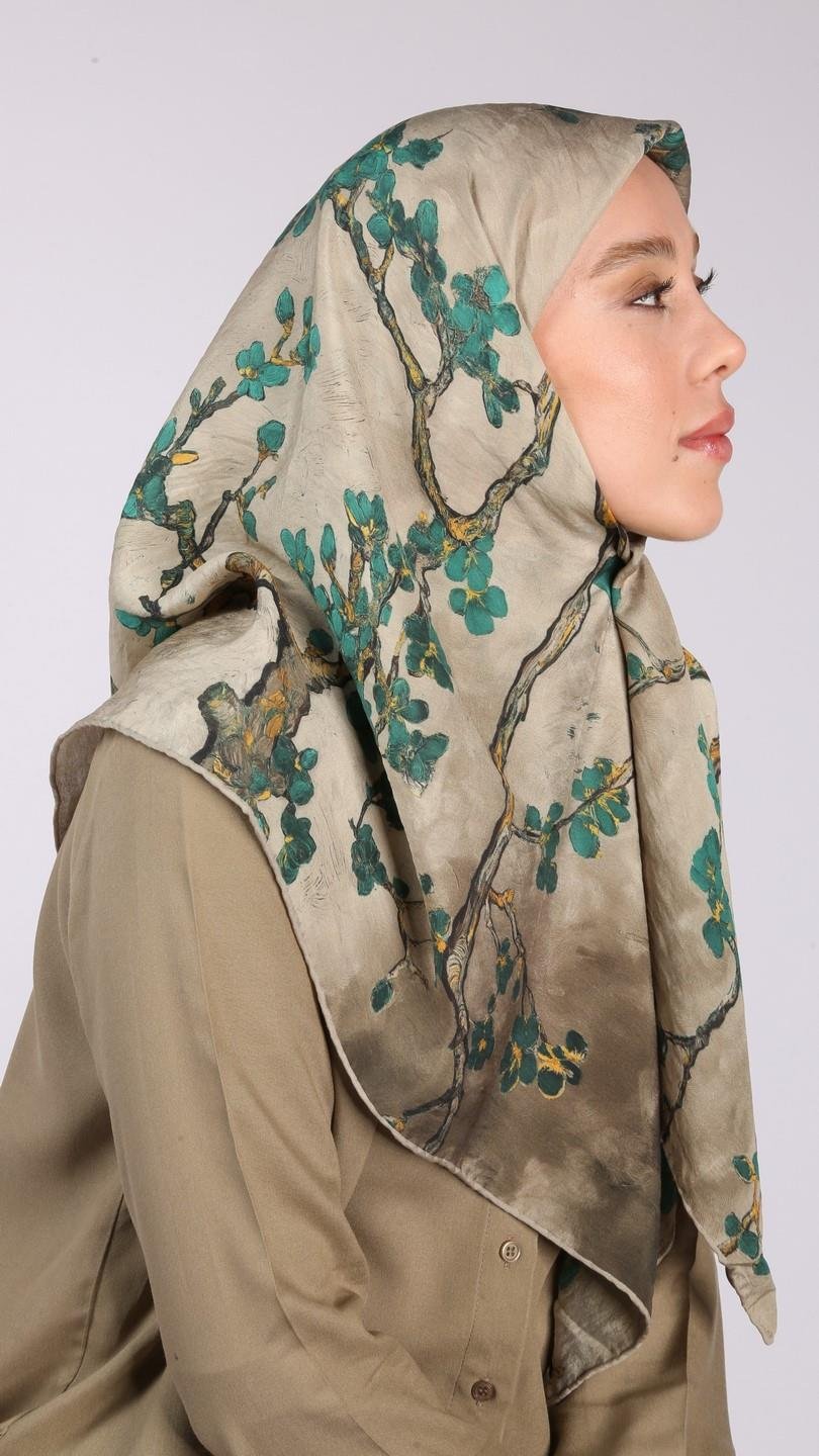 FİORELA DESEN EŞARP VİZON-9