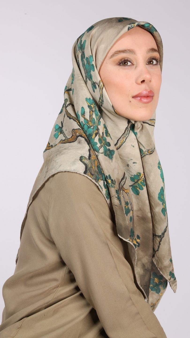 FİORELA DESEN EŞARP VİZON-9