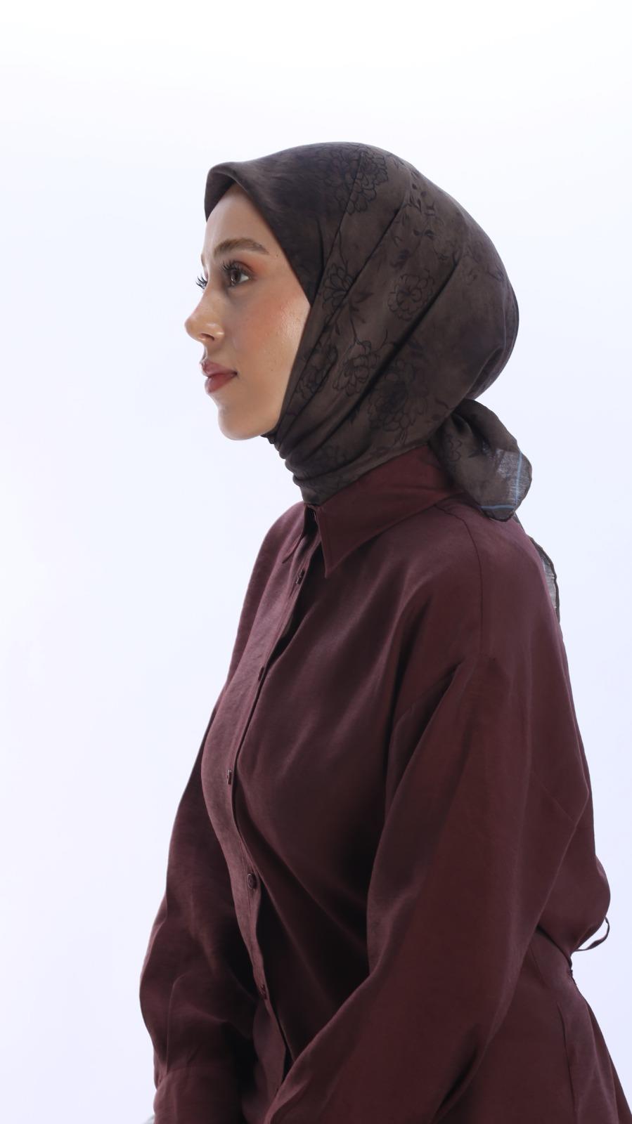 FLEUR DESEN EŞARP KAHVE-11